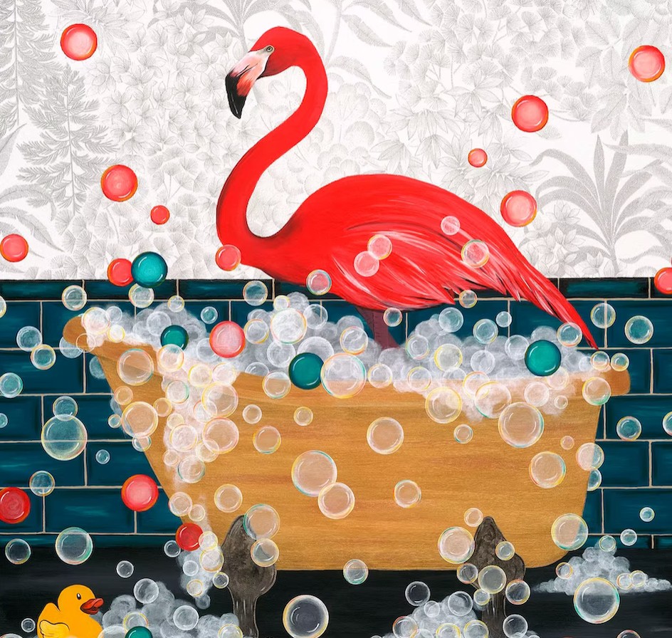 Flamingo in der Badewanne